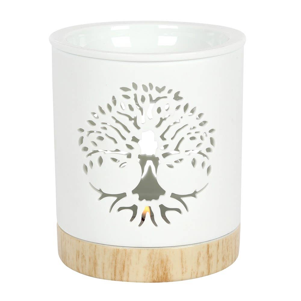 White Tree of Life Cut Out Oil Burner and Wax Warmer