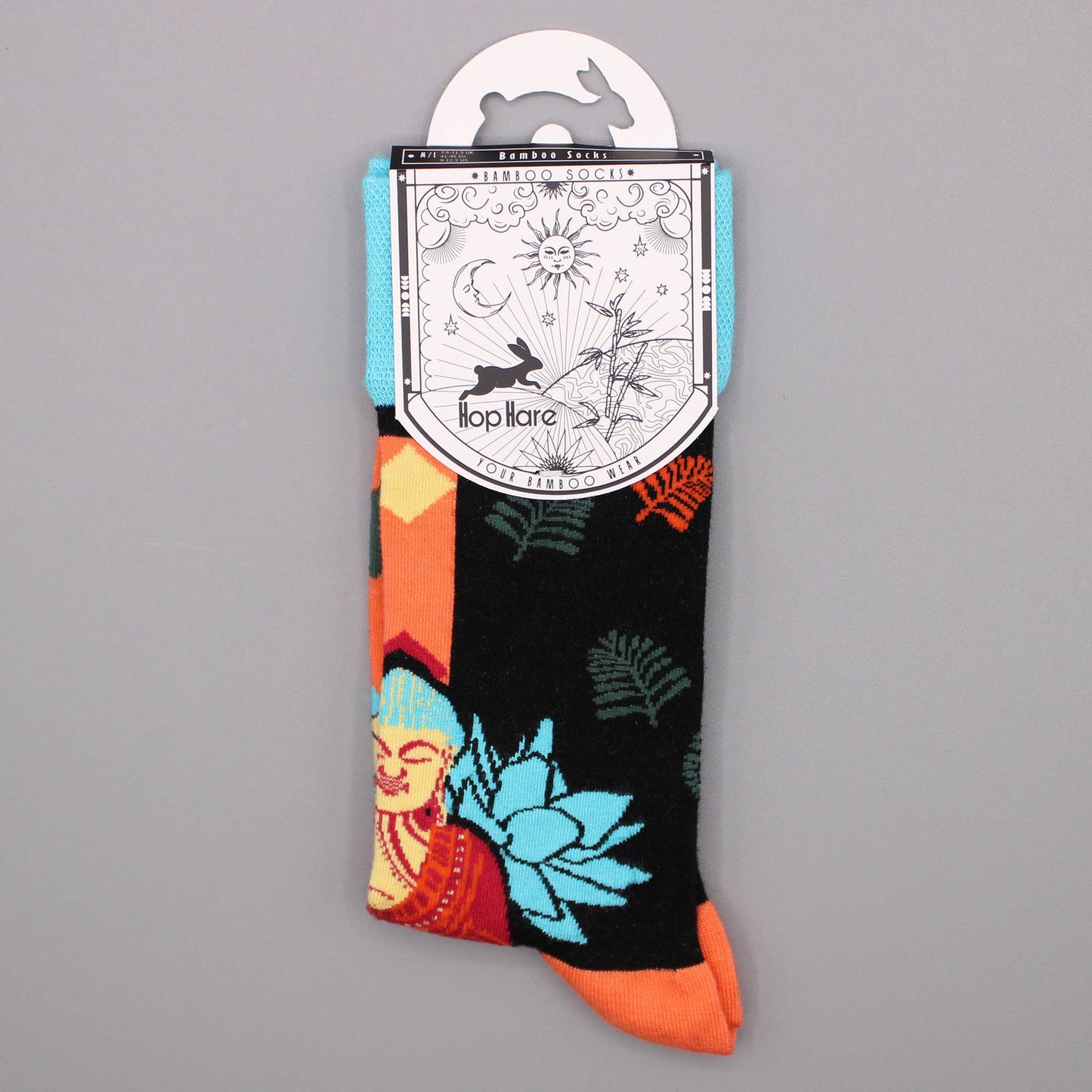 Hop Hare Bamboo Socks - Blue Buddha & Lotus S/M