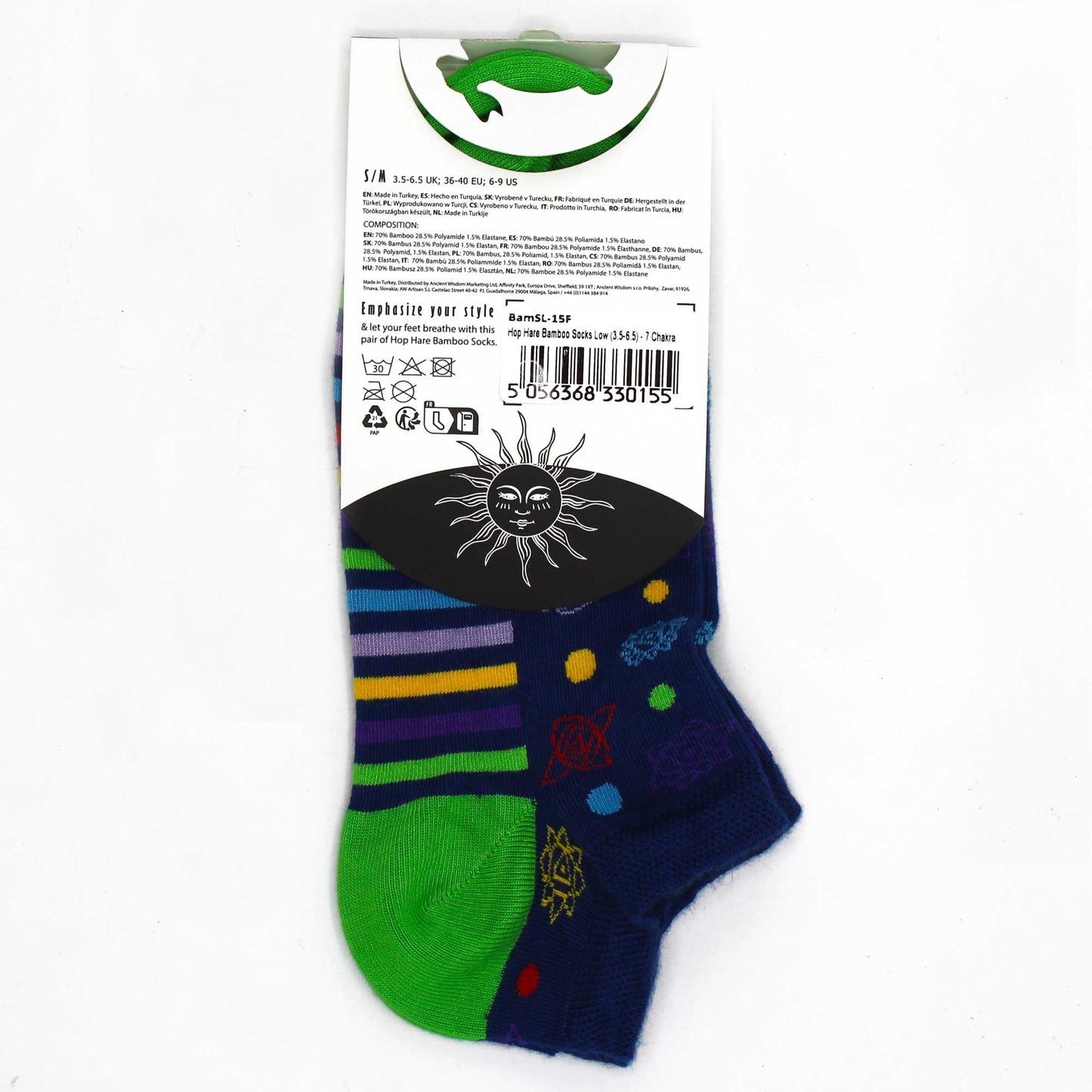 Hop Hare Bamboo Socks Low  - 7 Chakra M/L