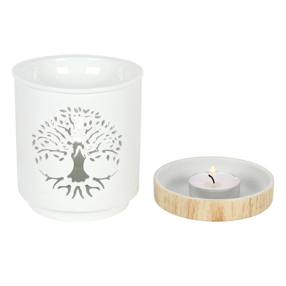 White Tree of Life Cut Out Oil Burner and Wax Warmer