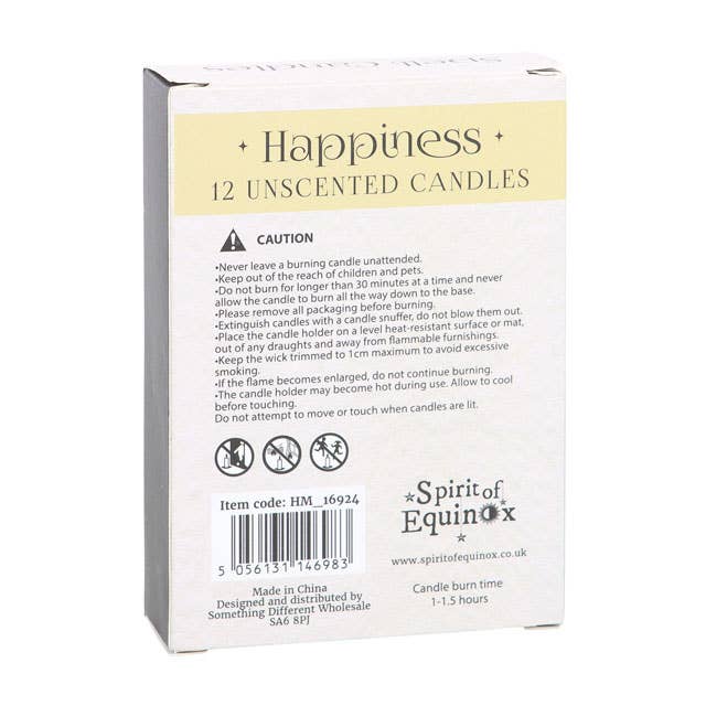 Pack of 12 Yellow Happiness Magic Spell Candles