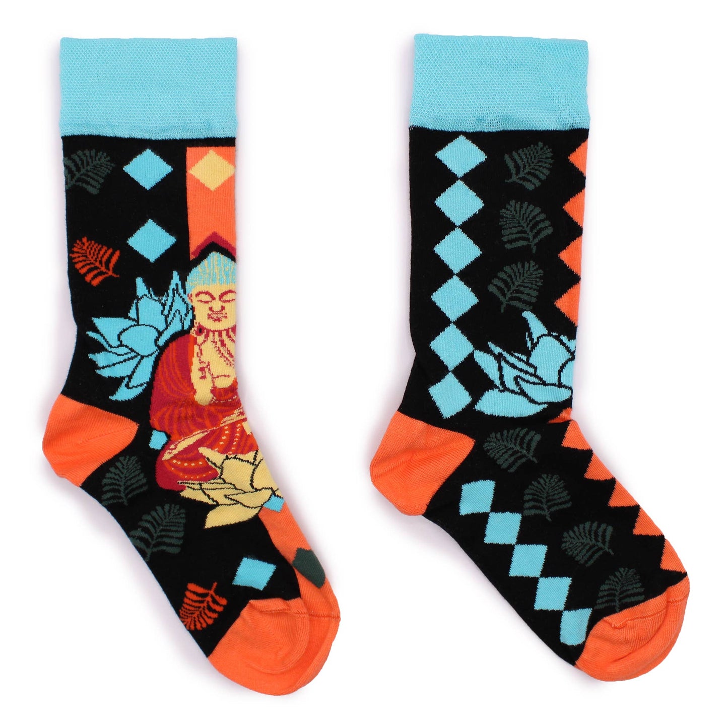 Hop Hare Bamboo Socks - Blue Buddha & Lotus S/M