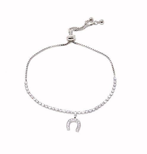 Horseshoe Sparkly Adjustable Pull Slider Bracelet