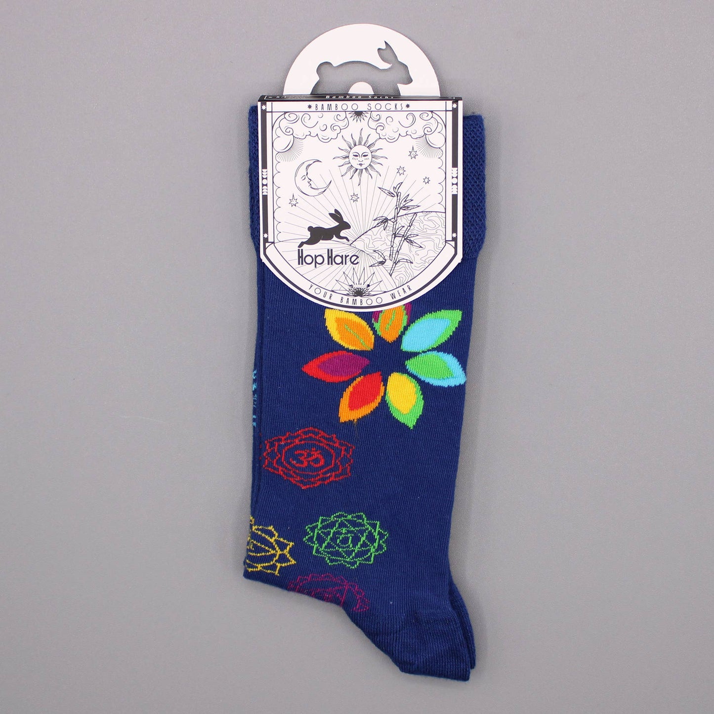 Hop Hare Bamboo Socks - Rainbow Chakra M/L