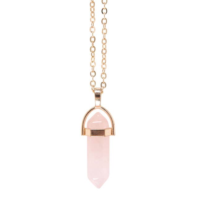 Rose Quartz Crystal Necklace on Greeting Card