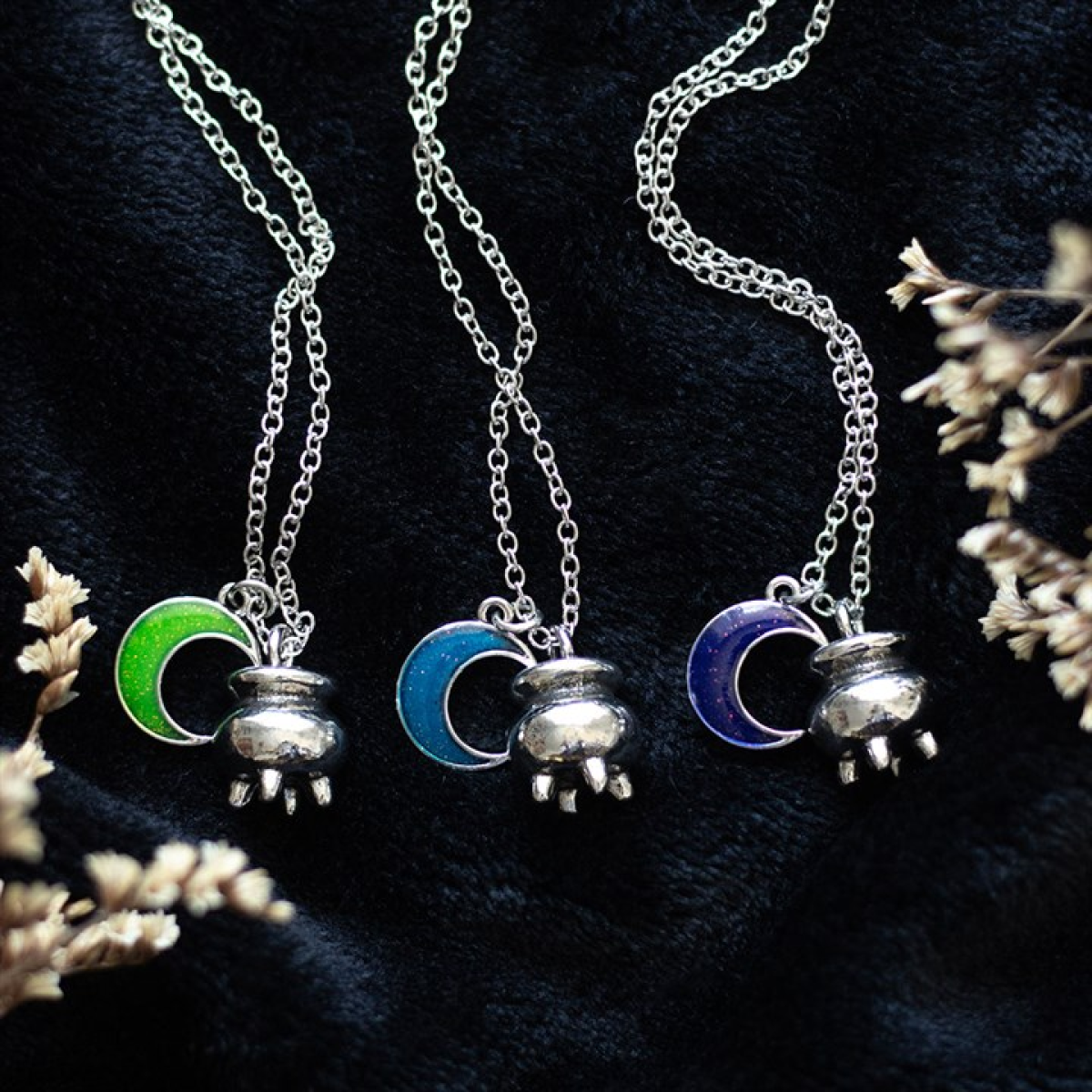 Set of 3 Coven Sisters Cauldron Charm Necklaces