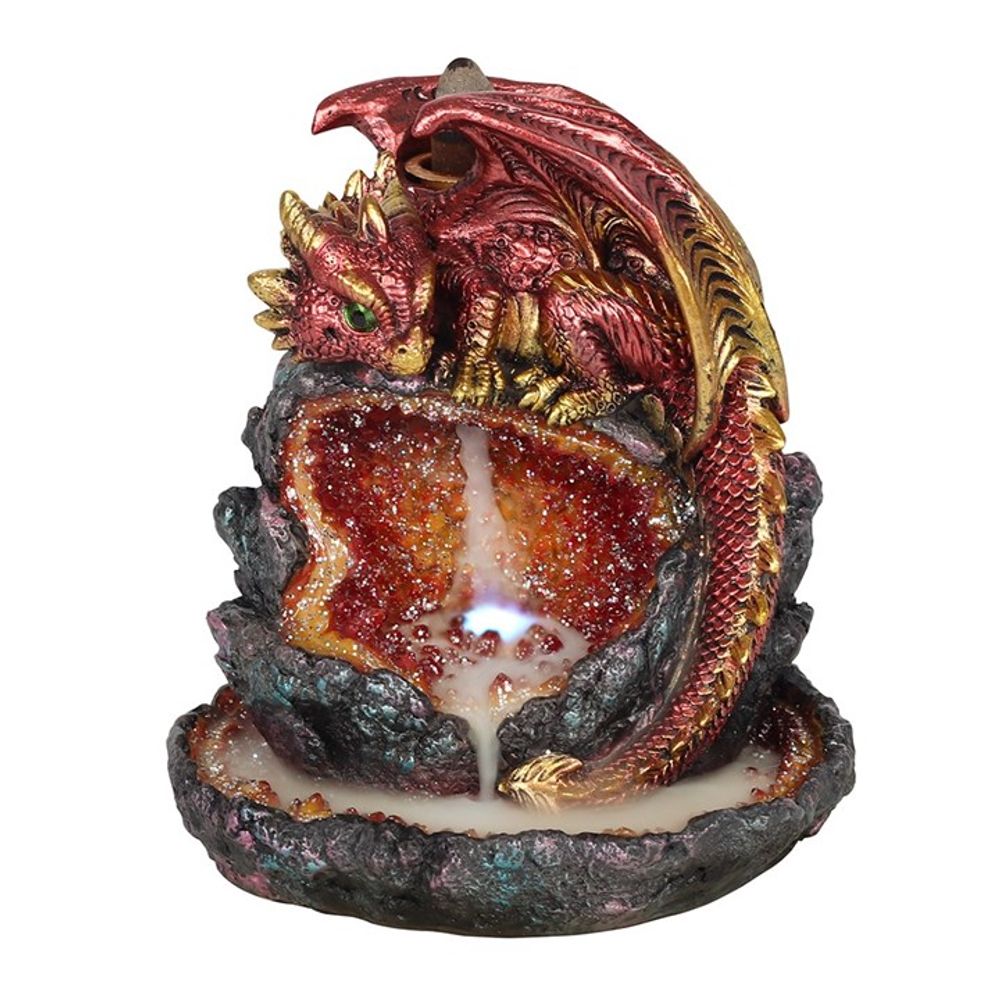 Red Dragon Backflow Incense Burner with Light