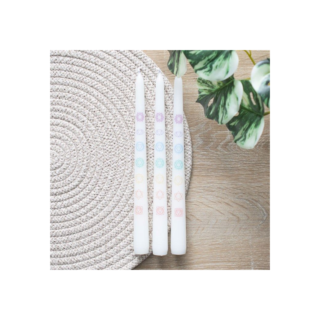 Set of 3 Chakra Balancing Taper Dinner Candles