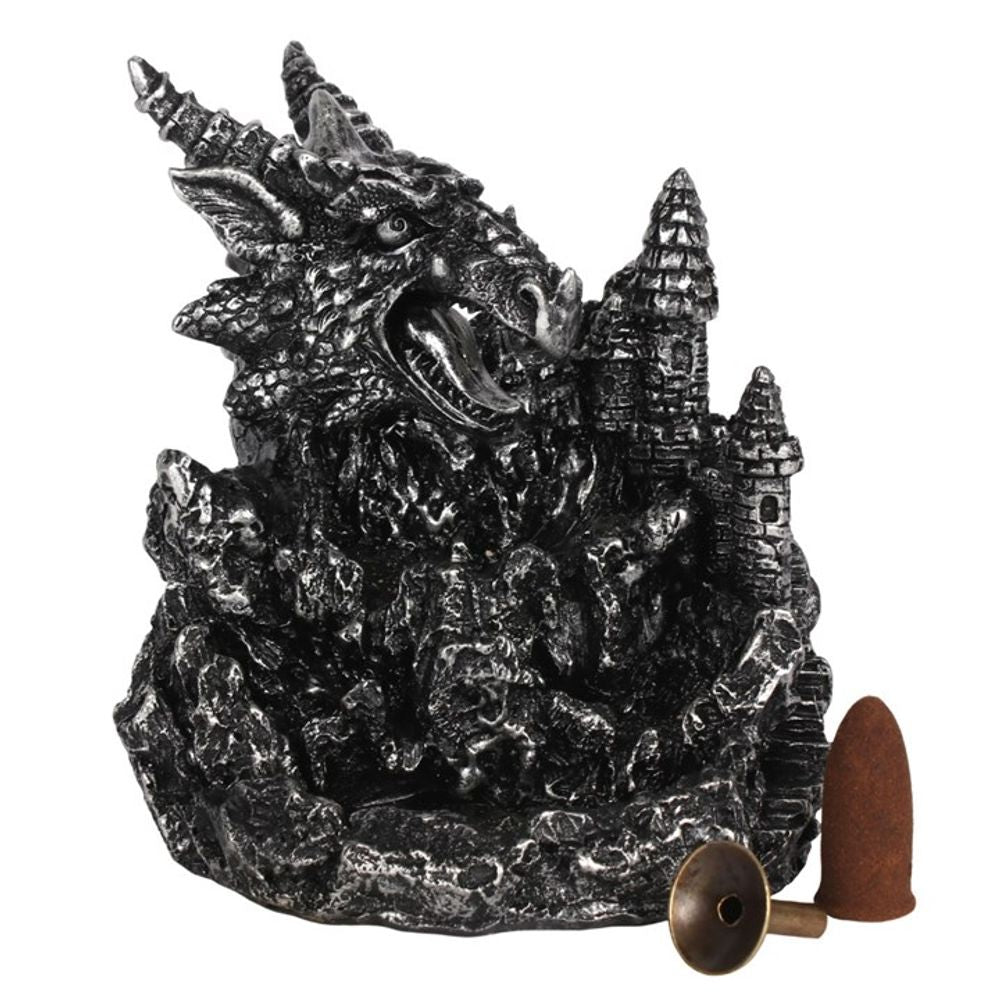 Silver Dragon Backflow Incense Burner With Light