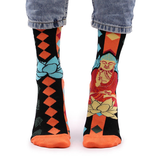 Hop Hare Bamboo Socks - Blue Buddha & Lotus S/M