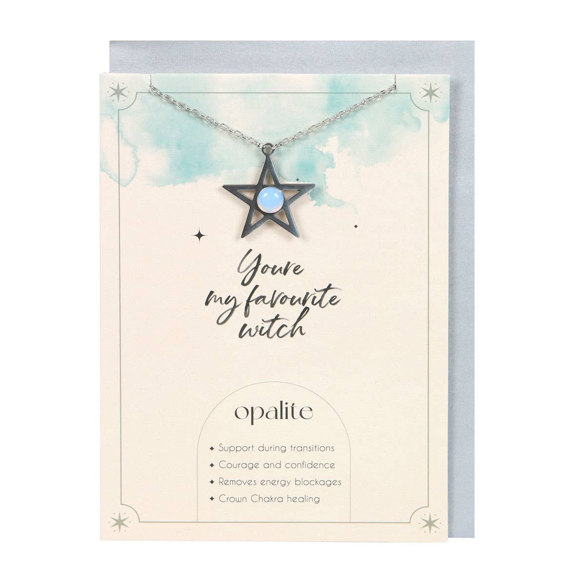 Opalite Star Necklace on Greeting Card