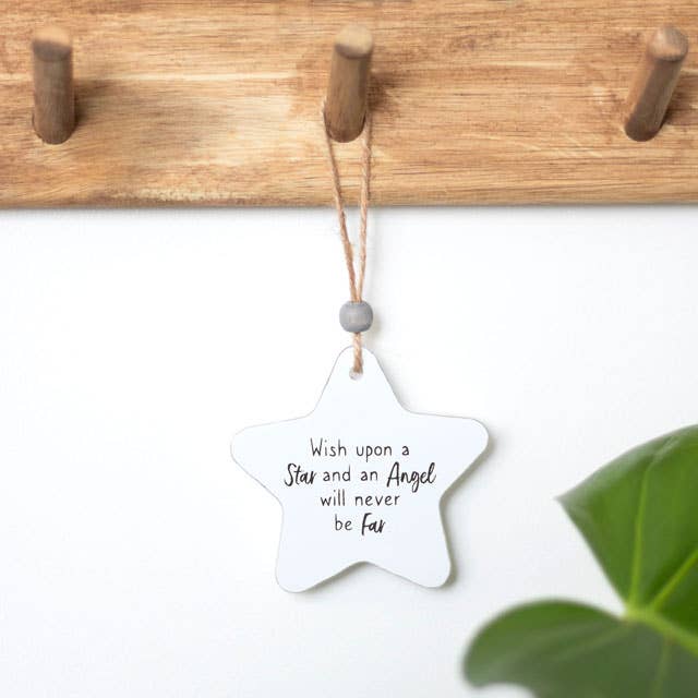 An Angel Will Never Be Far Hanging Star Sentiment Sign